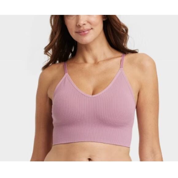 Auden Women's Mauve Ribbed Bralette Seamless Longline Brami Size XXL - Picture 1 of 6